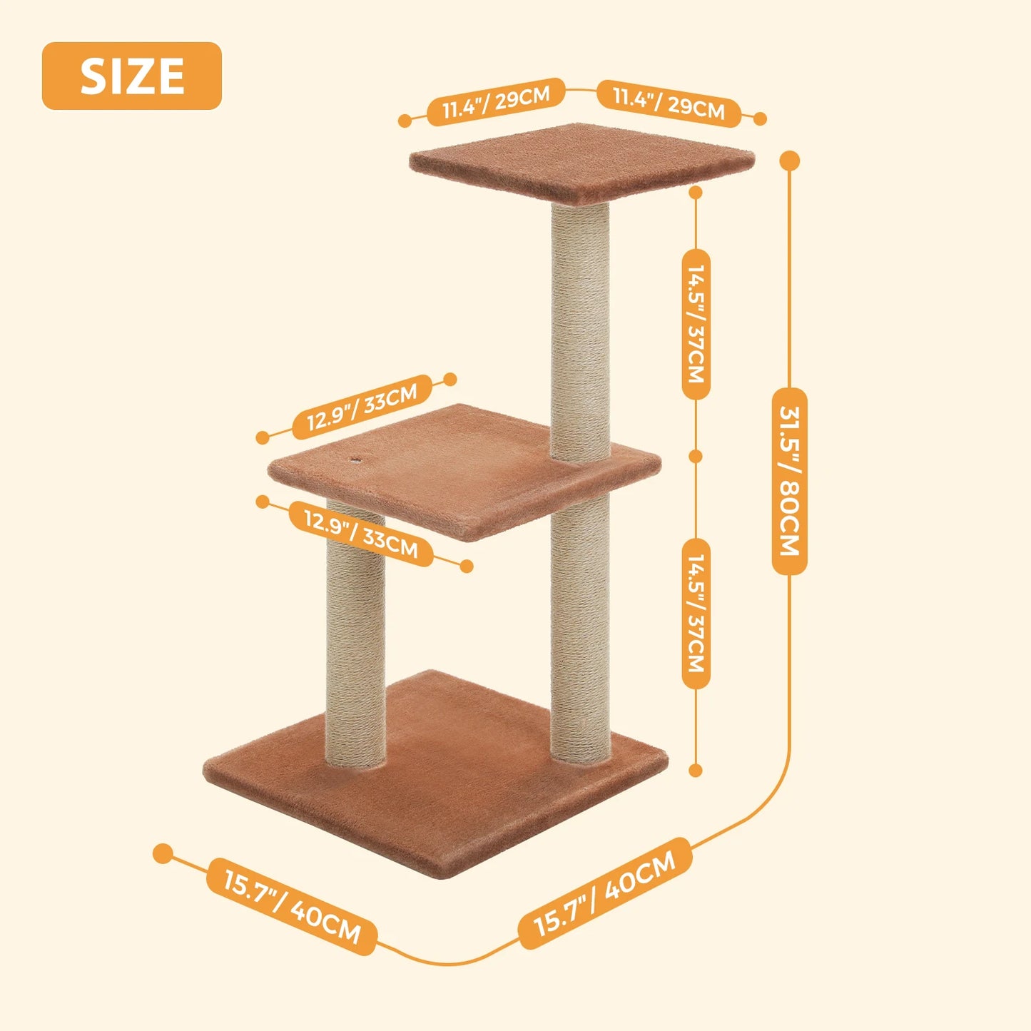 Cat tree with Scratching Posts, Big Hammock and Removable Top Perch
