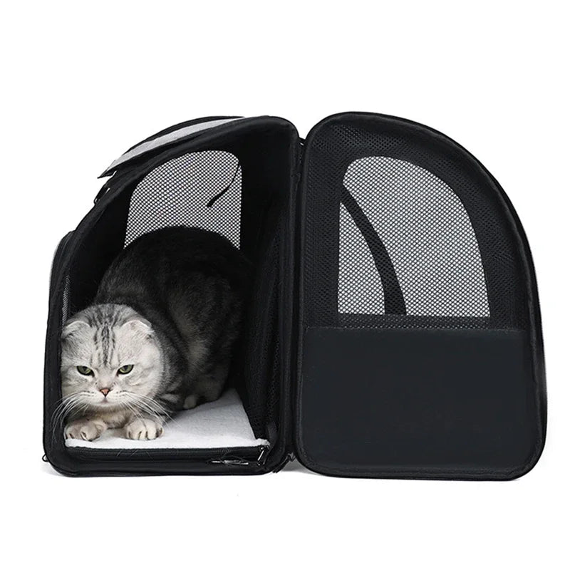Expandable Pet Backpack with Breathable Mesh Shade Cover