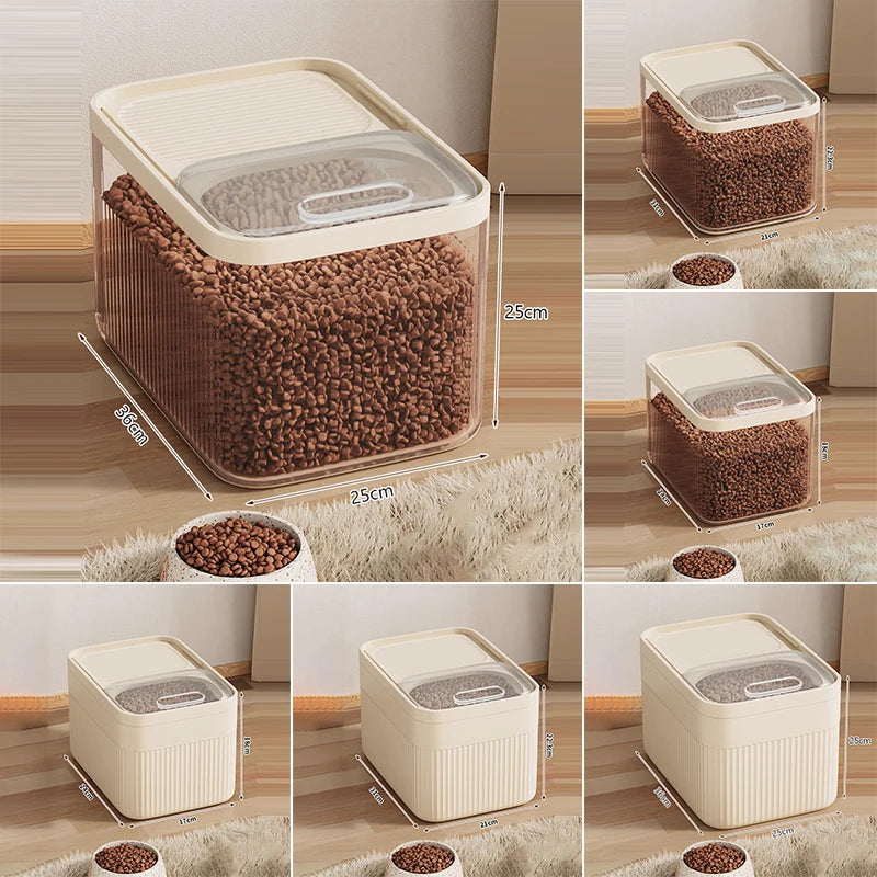 Large Capacity Cat Dog Food Storage Container Airtight Dry Bucket 18KG Dog Food Box For Cat Small Animals Pet Supplies