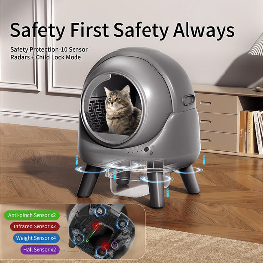 Automatic, Self-Cleaning Litter Box for Multiple Cats with App Control and Odor-Free Waste Disposal