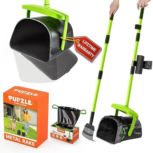 Dog Pooper Scooper with Bag Attachment and 40" Long Handle