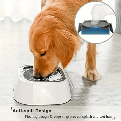 Spill-Proof Clear Pet Water Bowl with Non-Slip Base & Floating Filter