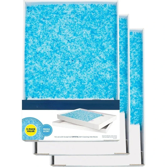 Crystal Cat Litter Tray Refills – Fresh Scent, 3-Pack Disposable Tray with Leak Protection