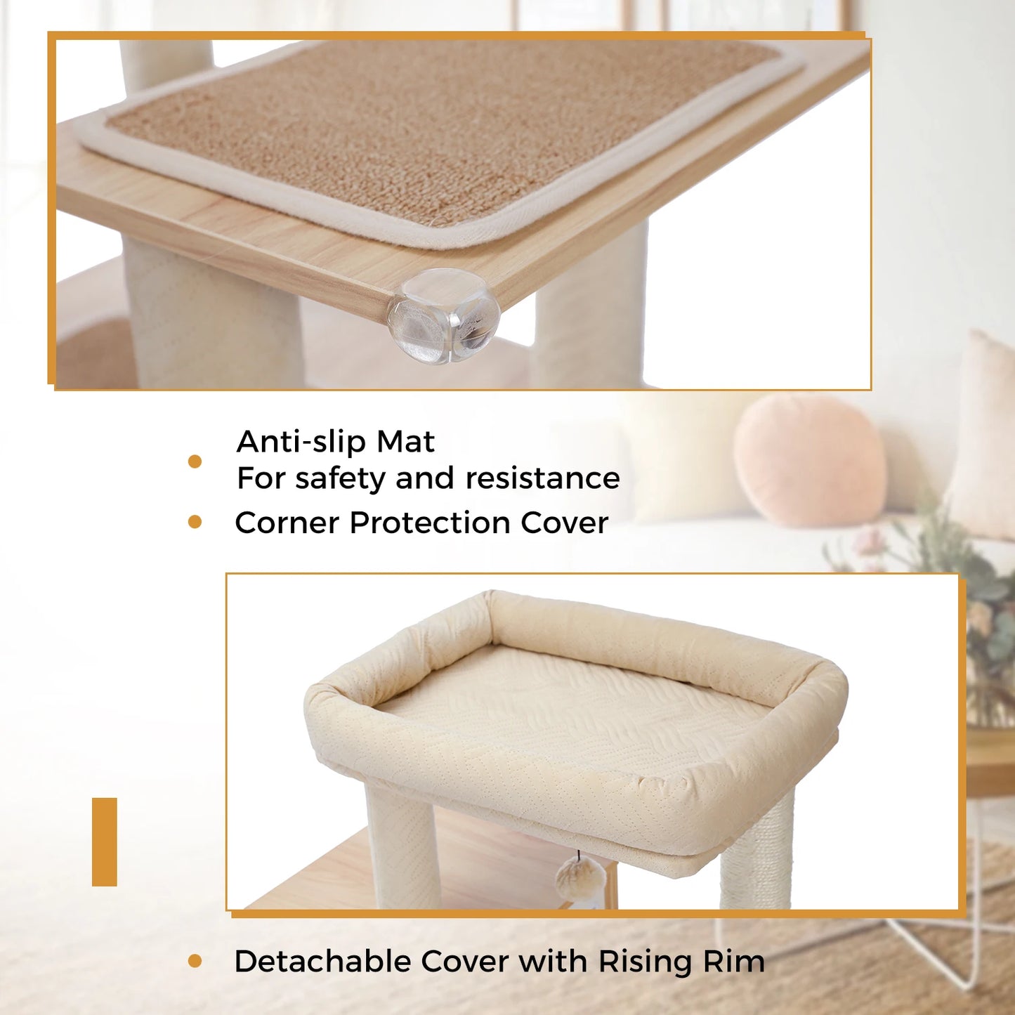 Cat Tree with Litter Box Enclosure and Covered Scratching Post