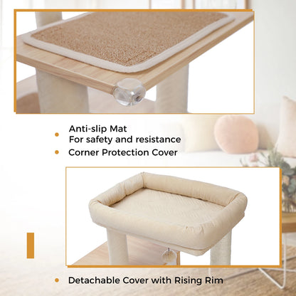 Cat Tree with Litter Box Enclosure and Covered Scratching Post