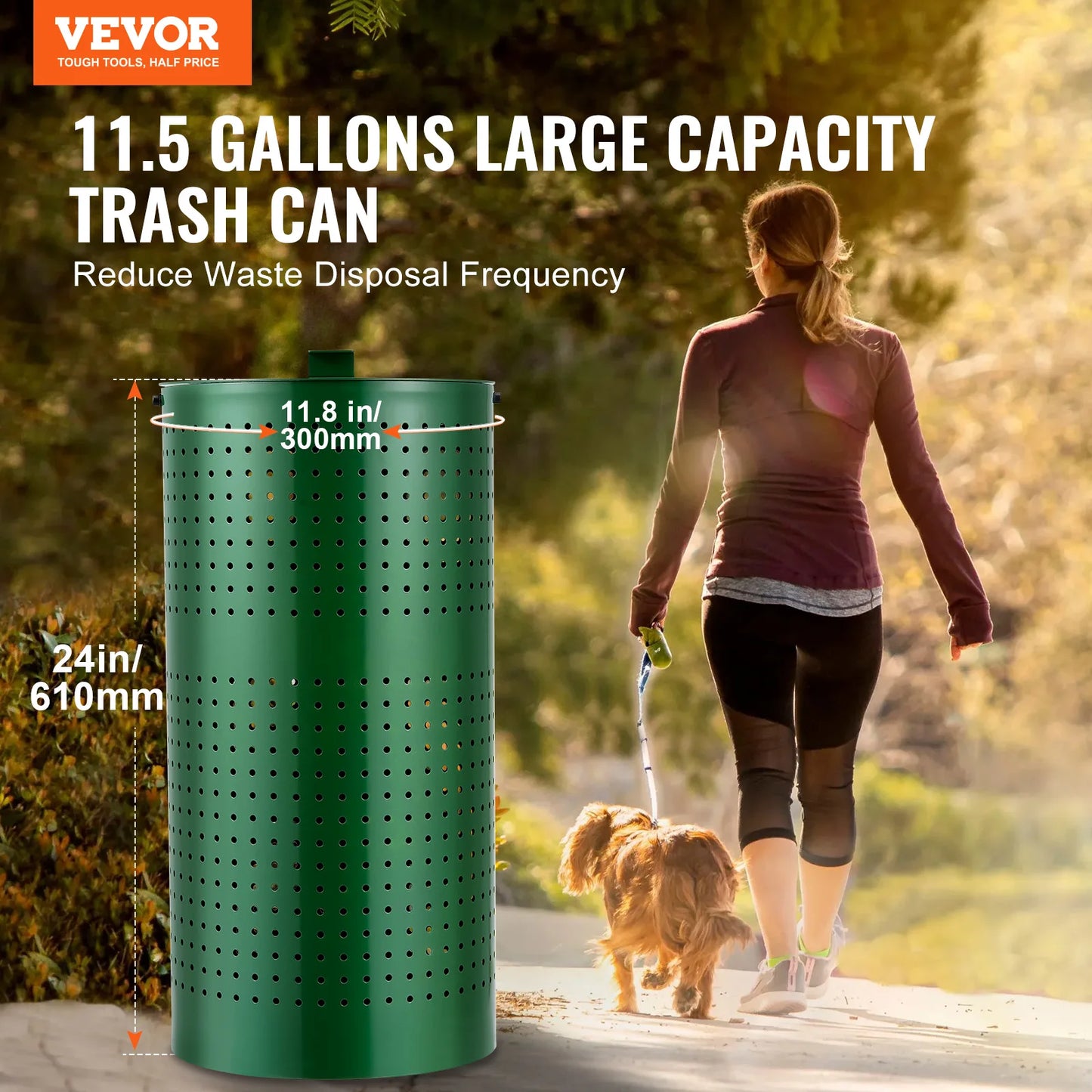 VEVOR Outdoor Pet Waste Trash Can -11.5 Gallons