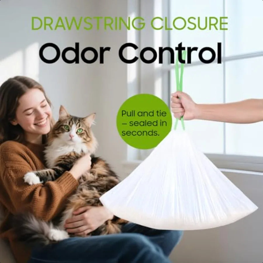 30-Count Heavy Duty, Pre-Separated Drawstring Cat Litter Box Liners  36 x 16