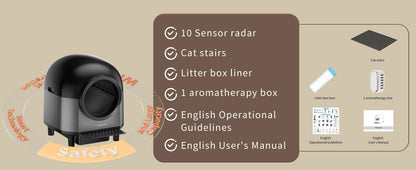 Self Cleaning Automatic Cat Litter Box with Stairs, Safety Protection and APP-Control