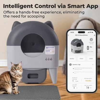 Multi-Cat Compatible Automatic Cat Litter Box with APP Control and Odor Control