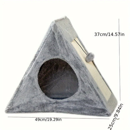 Cat bed with plush toy ball cat and scratching board (suitable for cats < 15 pounds)