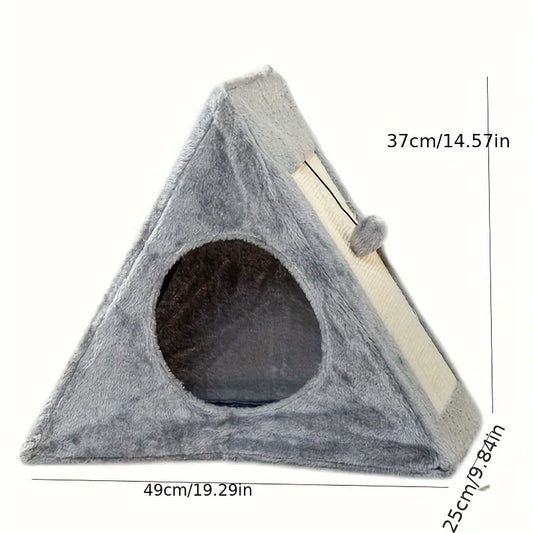 Cat bed with plush toy ball cat and scratching board (suitable for cats < 15 pounds)