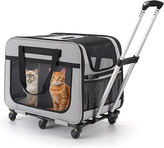 Double Pet Carrier with Wheels