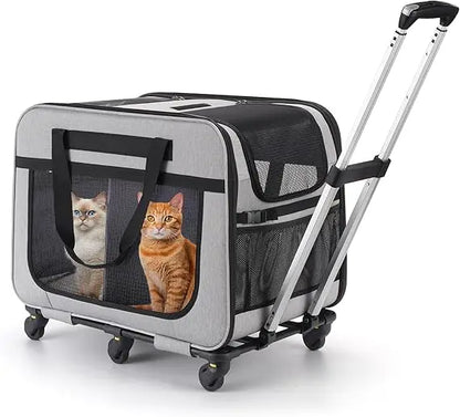 Double Pet Carrier with Wheels