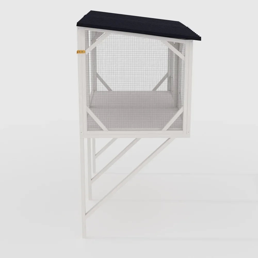 Wooden Catio Window Perch with Hammock - for Sunbathing, Napping & Overlooking