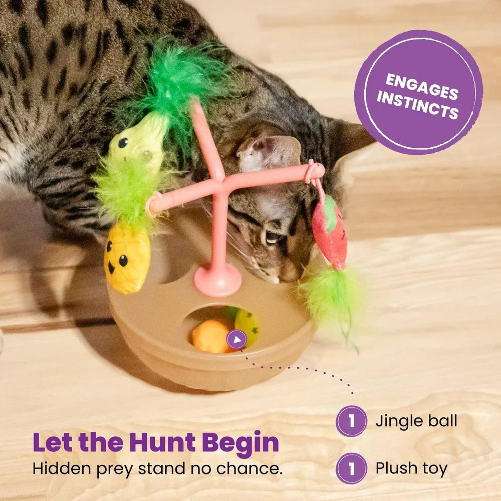 Wobbling Cat Toy Bowl with 5 Plush Interactive Catnip Toys