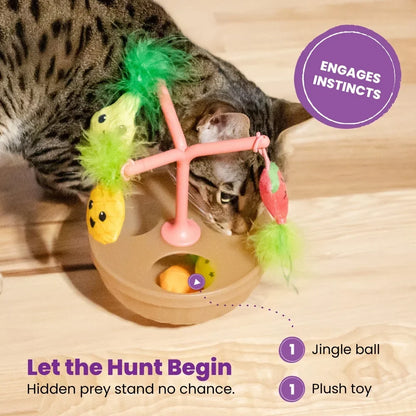 Wobbling Cat Toy Bowl with 5 Plush Interactive Catnip Toys