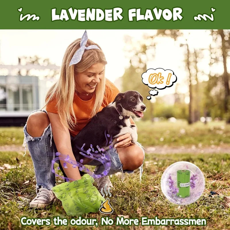 Thick Waste Poop Bag Set with Dispenser & Leash Clip for Pets
