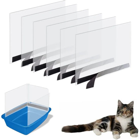 6-Pack Clear High Sided Cat Litter Box Pee Shields