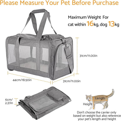 Airline Approved Pet Carrier with Breathable Honeycomb and Removable Support Board