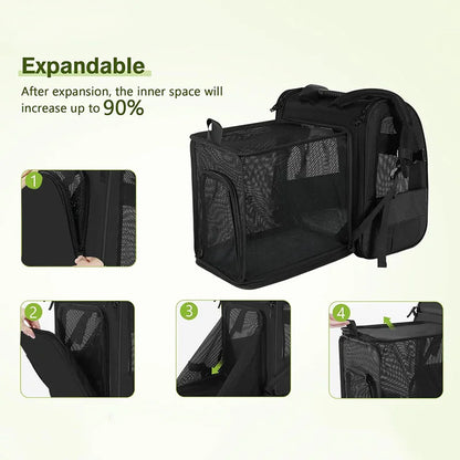 Expandable Pet Backpack with Breathable Mesh Shade Cover