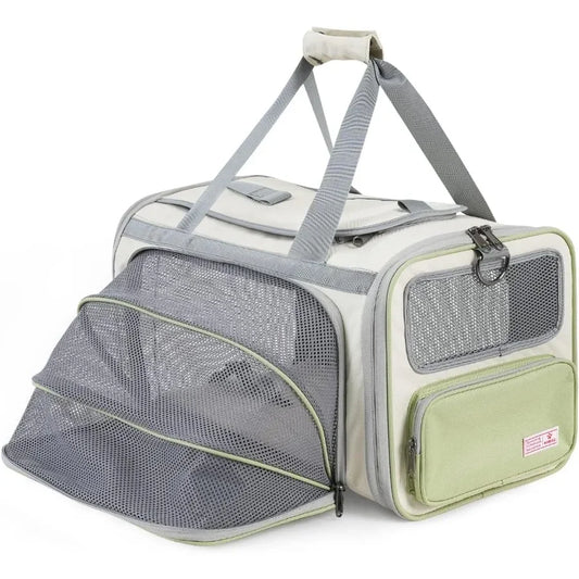 Soft Sided Collapsible Pet Carrier with ID Tag for Air Travel - TSA Approved