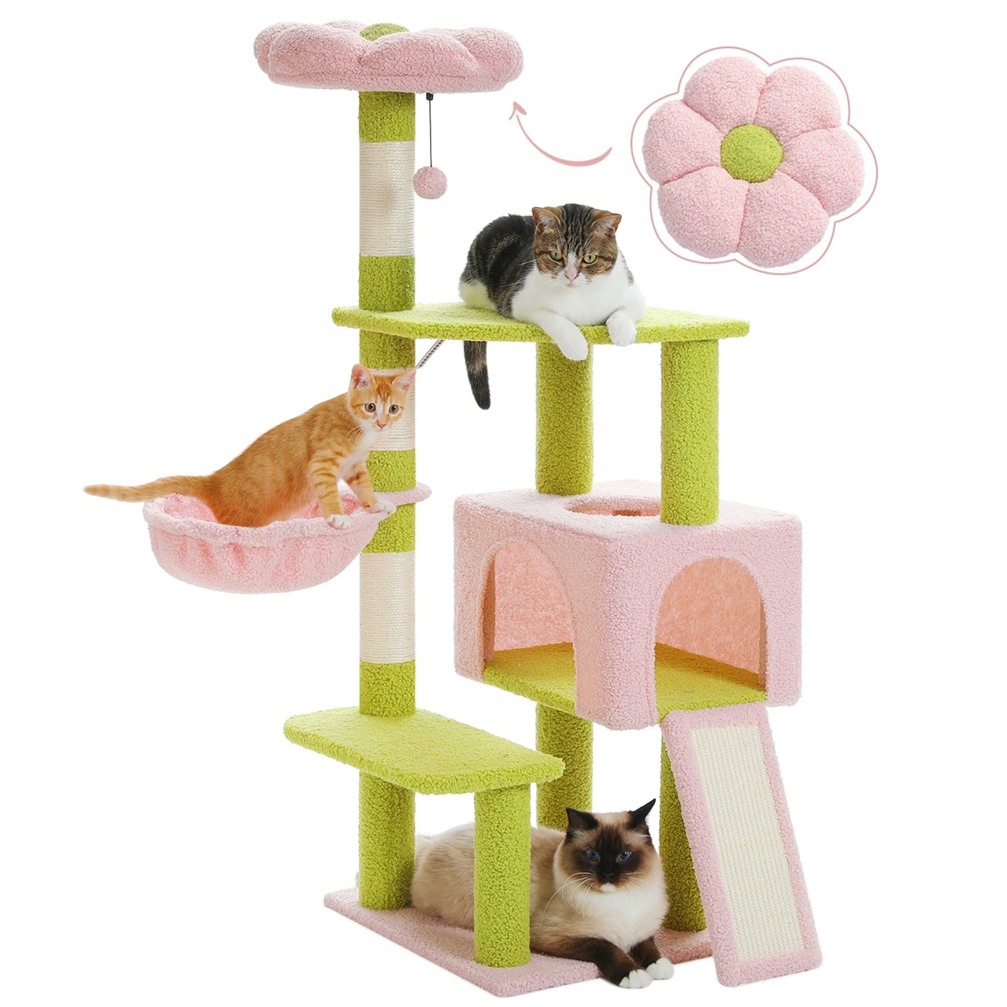 Flower Multi-Level Cat Tower/Tree with Scratching Posts and Top Perch