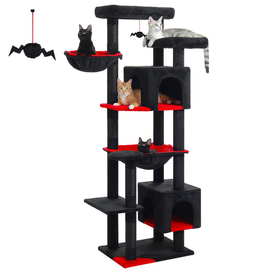 Tall Indoor Cat Tree/Tower  with Super Large Hammock and  Scratching Posts