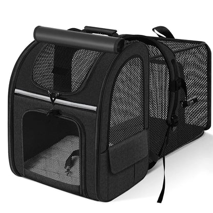 Expandable Pet Backpack with Breathable Mesh Shade Cover