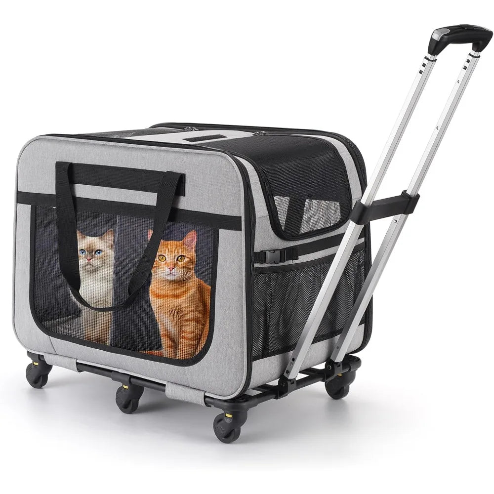 Double Pet Carrier with Wheels