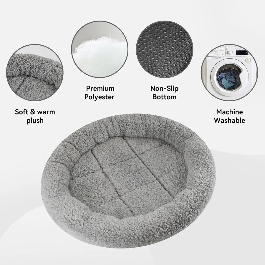 Small Round Cat Bed Mat with Surrounding Pillow
