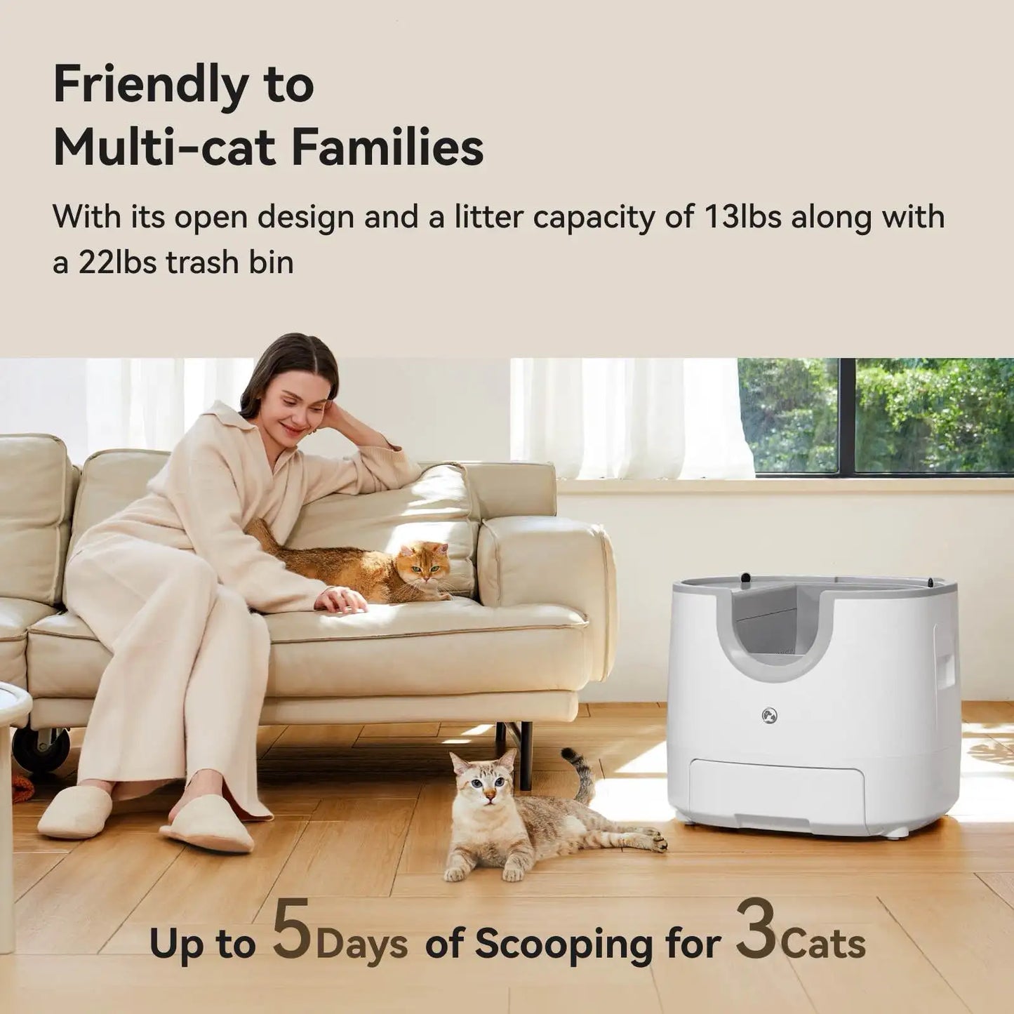 Self-Cleaning, Automatic Smart Cat Litter Box with 11L, High-Capacity Toilet Tray