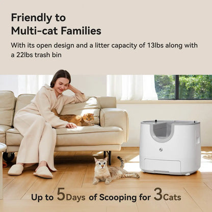 Self-Cleaning, Automatic Smart Cat Litter Box with 11L, High-Capacity Toilet Tray