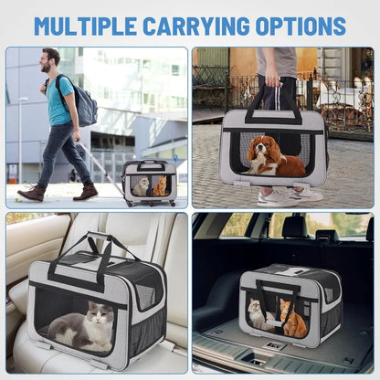 Double Pet Carrier with Wheels