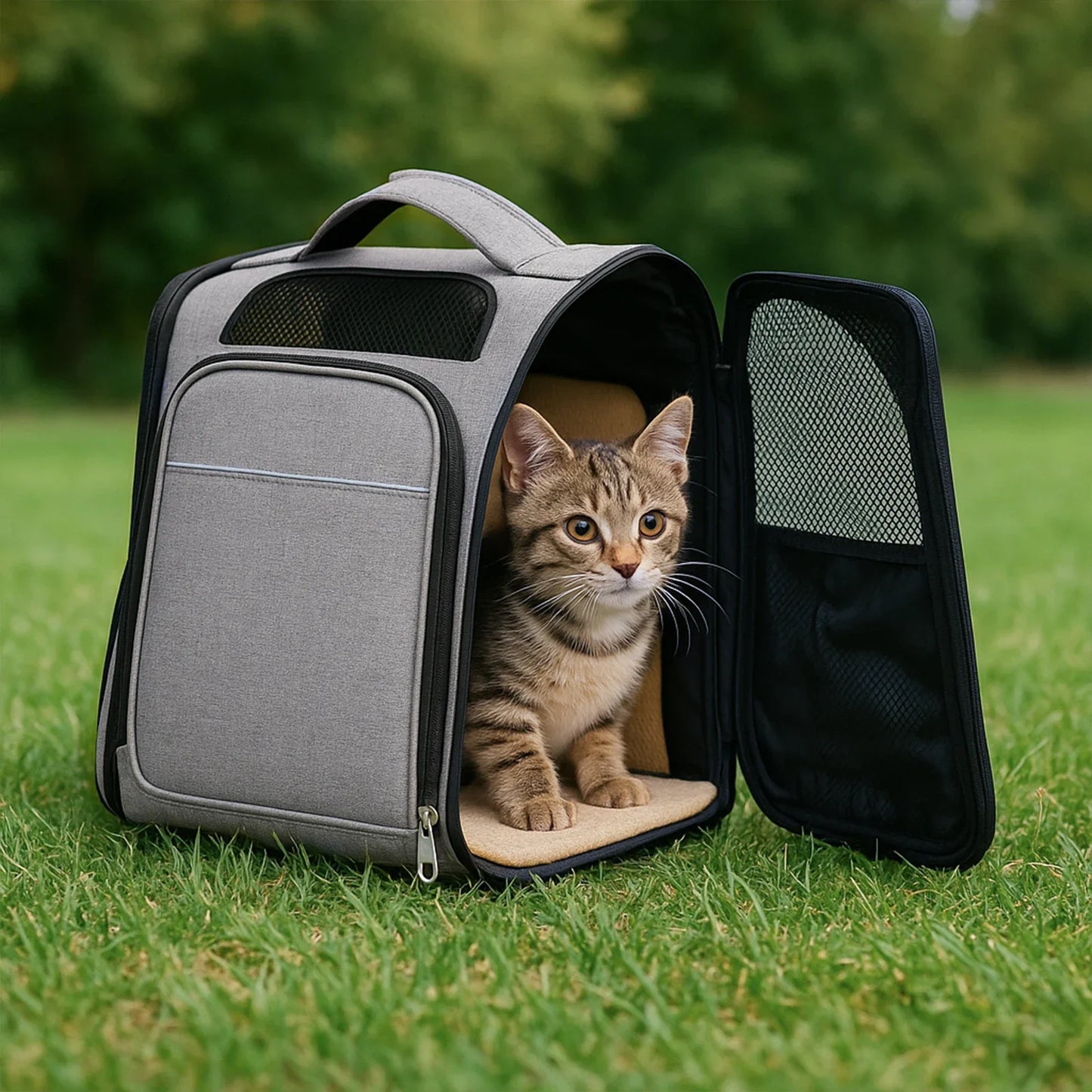 Breathable, Expandable  and Foldable Pet Carrier/Backpack Foldable Pet Carrier