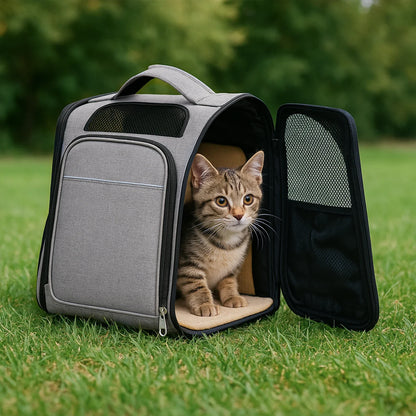 Breathable, Expandable  and Foldable Pet Carrier/Backpack Foldable Pet Carrier