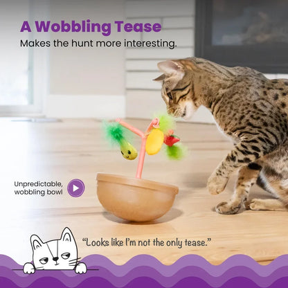 Wobbling Cat Toy Bowl with 5 Plush Interactive Catnip Toys