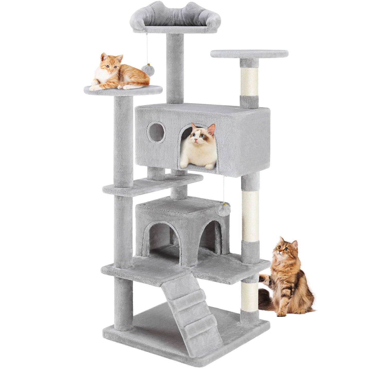 Indoor 54-inch Multi-Level Cat Tree/Tower with Scratching Post