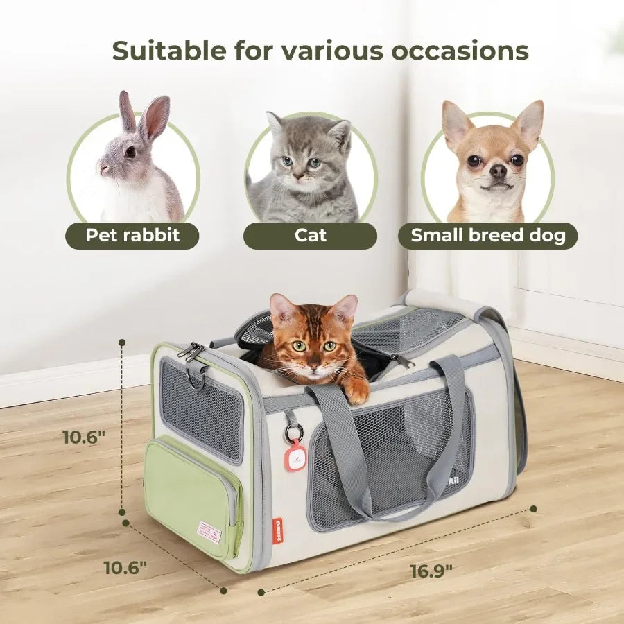Soft Sided Collapsible Pet Carrier with ID Tag for Air Travel - TSA Approved