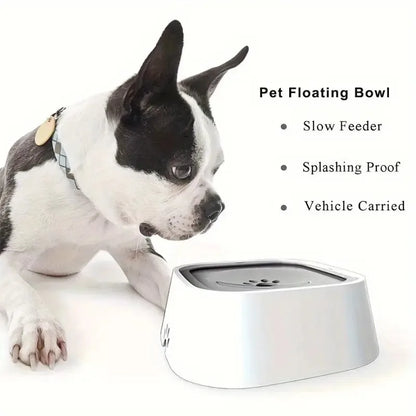 Spill-Proof Clear Pet Water Bowl with Non-Slip Base & Floating Filter