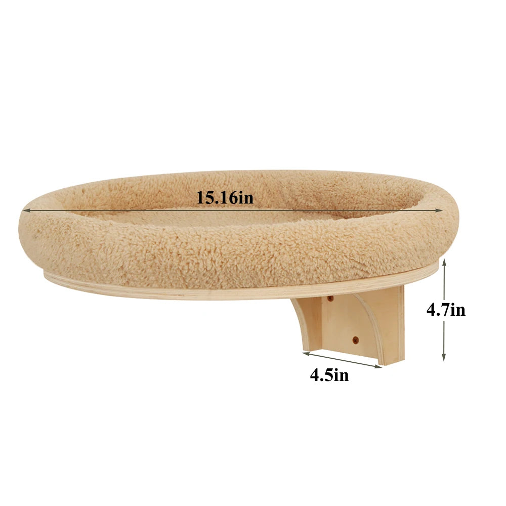 Cat Wall Mounted Solid Wooden Furniture with Climbing Ladder, Perch, Hammock and Scratching Post