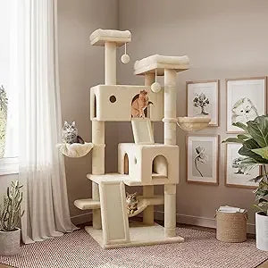 65-inch Cozy, Plush, Multi-Level Cat Tree Tower Condo
