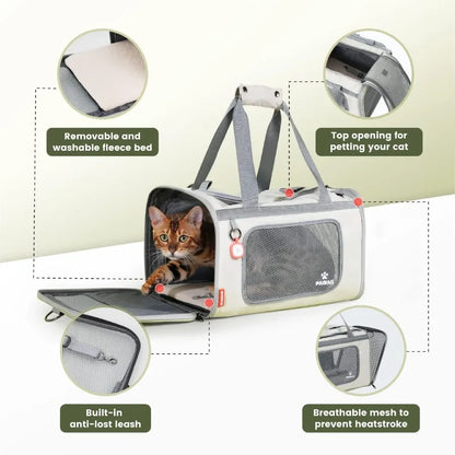 Soft Sided Collapsible Pet Carrier with ID Tag for Air Travel - TSA Approved