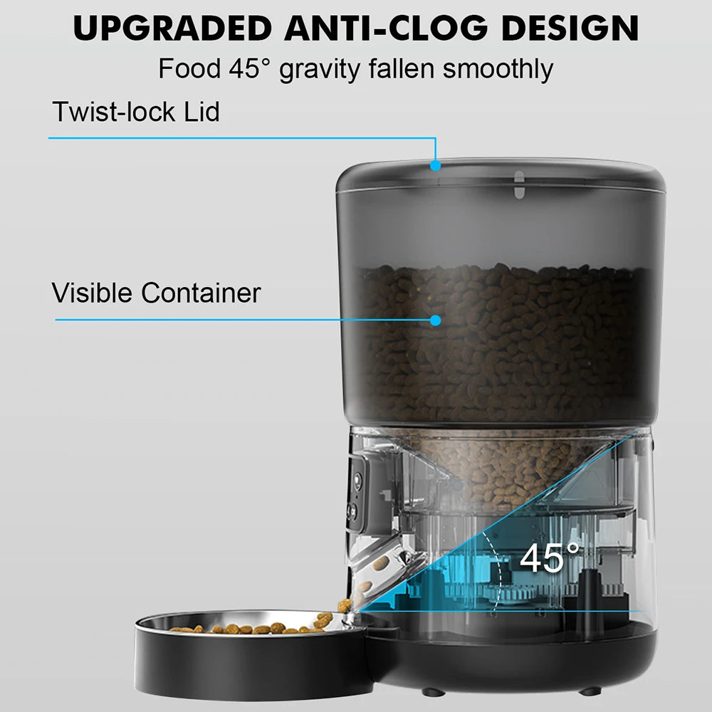NPET 4L Automatic smart pet feeder for cats dogs multiple pets with stainless steel bowl Customize healthy food 1-9 portions