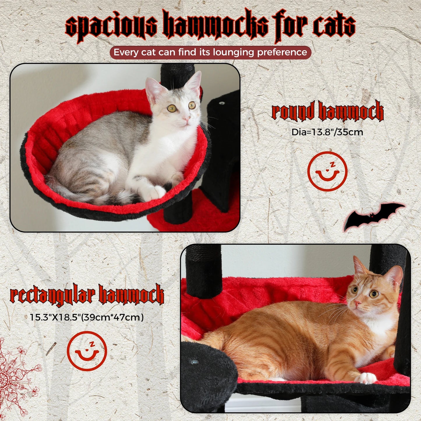 Tall Indoor Cat Tree/Tower  with Super Large Hammock and  Scratching Posts