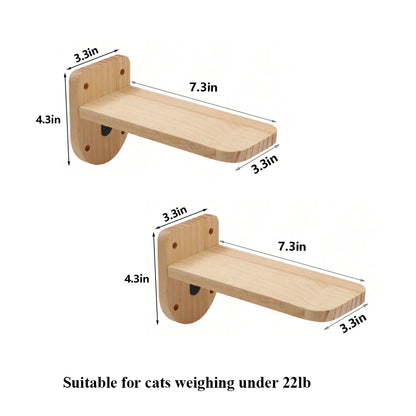 Wooden Cat Wall Furniture | Moon Shaped Perch, Cat-Shaped Perch, and Ladder