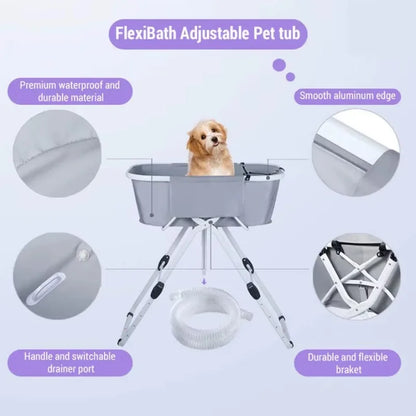 Elevated, Adjustable and Foldable Pet Bath Tub