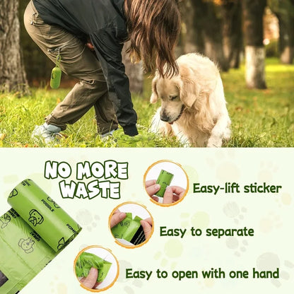 Thick Waste Poop Bag Set with Dispenser & Leash Clip for Pets