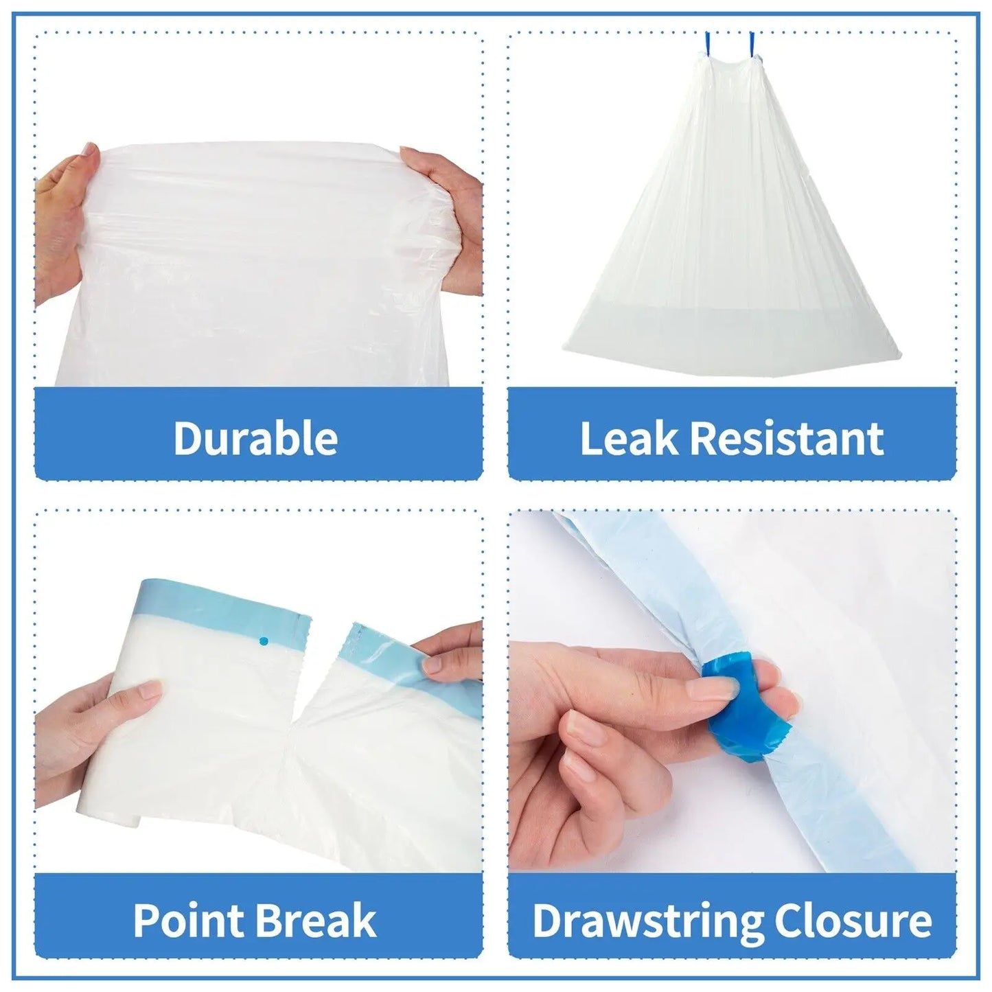 60-count Self-Cleaning Cat Litter Box  Bags  with Drawstring Design - 17x19in/45x50cm, 4 Rolls