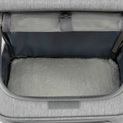 Double-Compartment Pet Carrier with Wheels