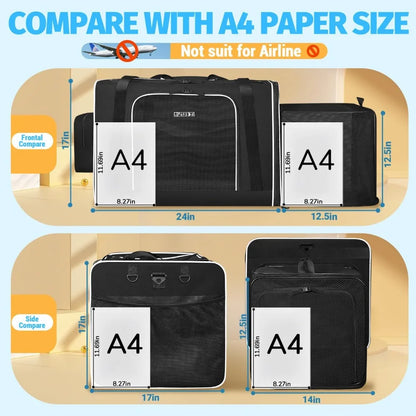 Side Expandable Extra Large Cat Carrier with Litter Box Area